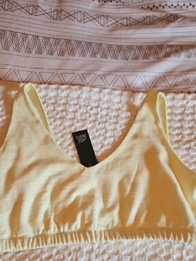 Wild Fable Yellow Ribbed V-Neck Bralette Top Xxl